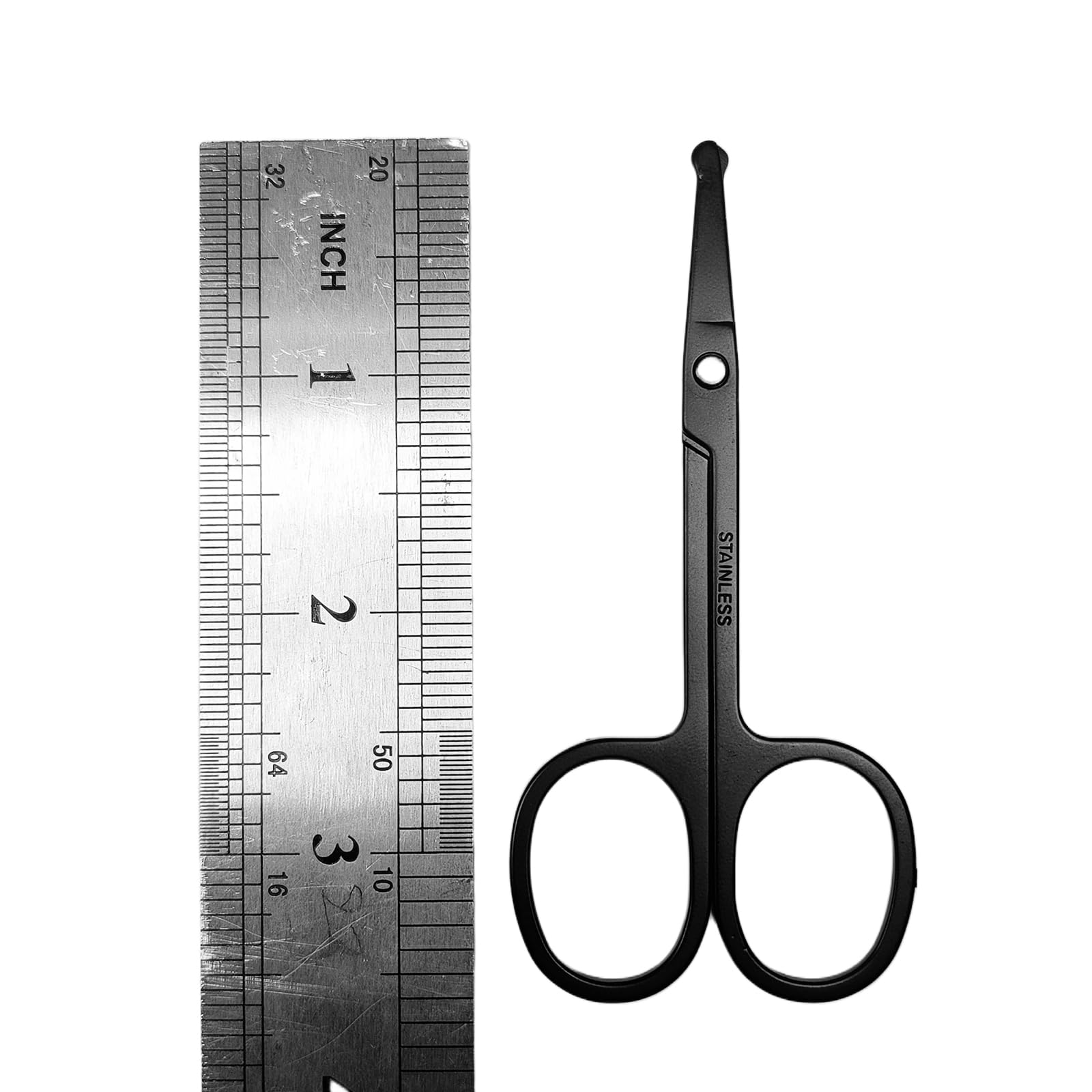 Herolland nose hair scissors showing safety rounded tips for gentle trimming.