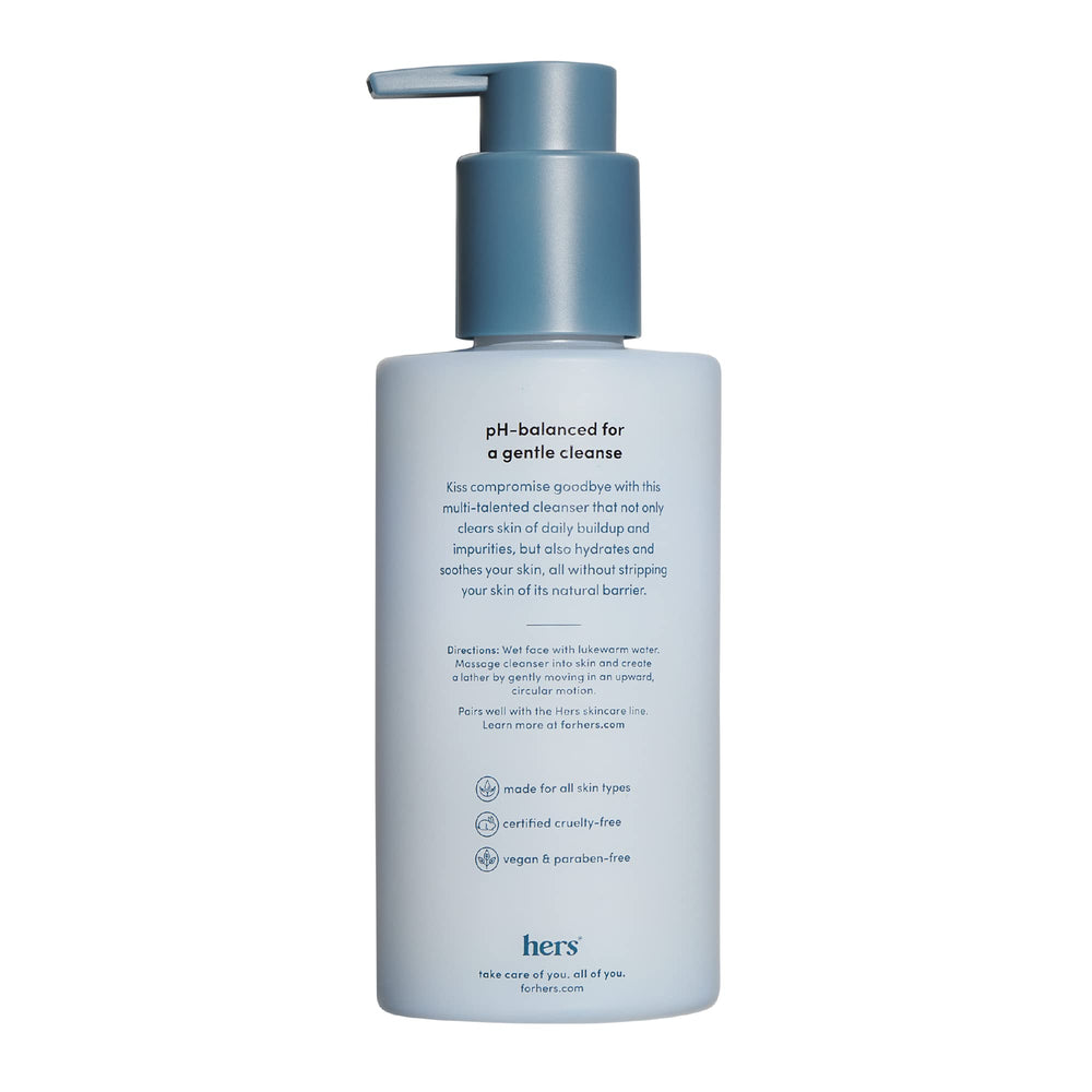 Foamy lather from Hers Clear Waters cleanses without stripping skin
