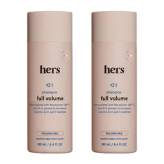 hers full volume shampoo bottle front showing volume boost