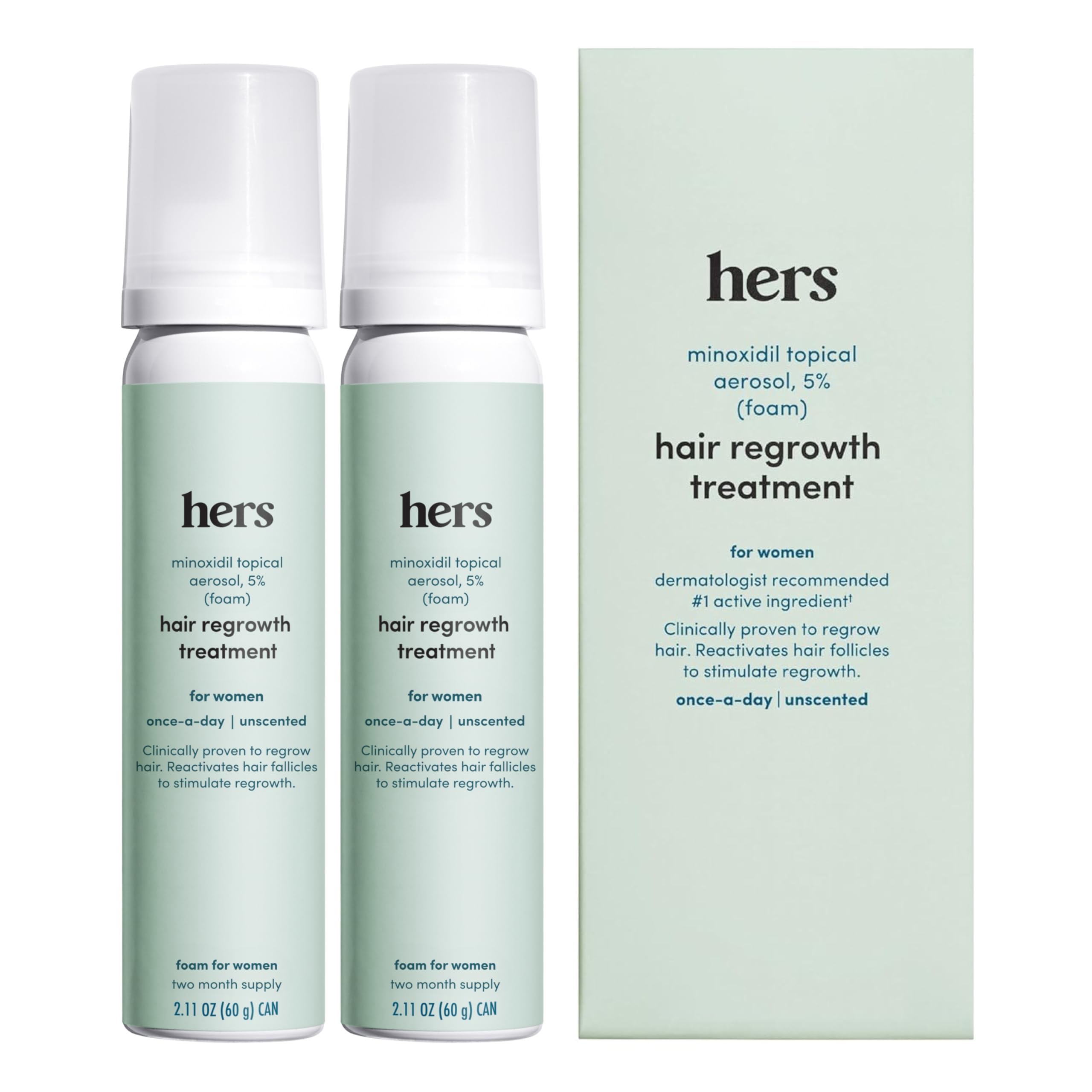 hers Hair Regrowth Foam dispense for easy daily scalp application