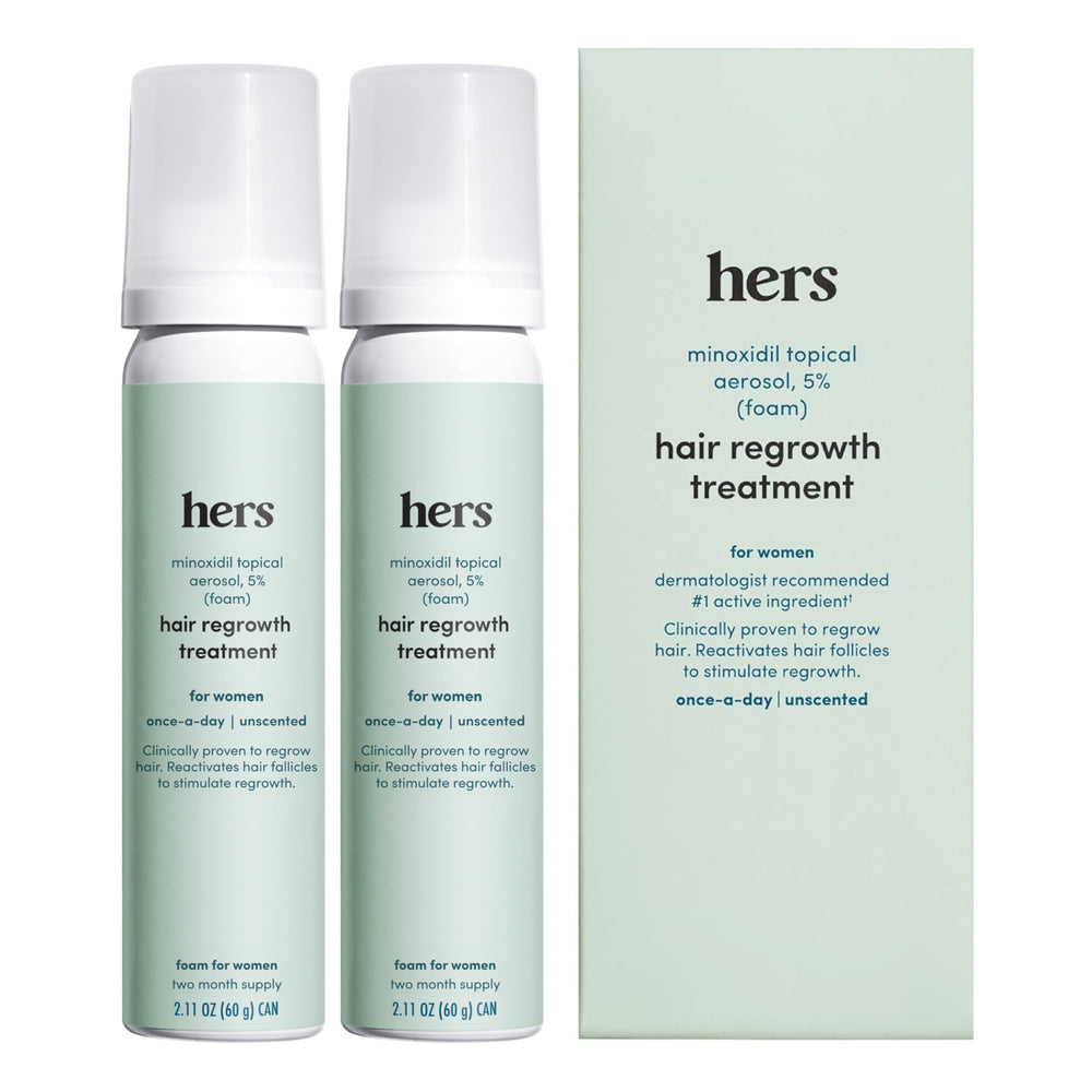 hers Hair Regrowth Foam dispense for easy daily scalp application
