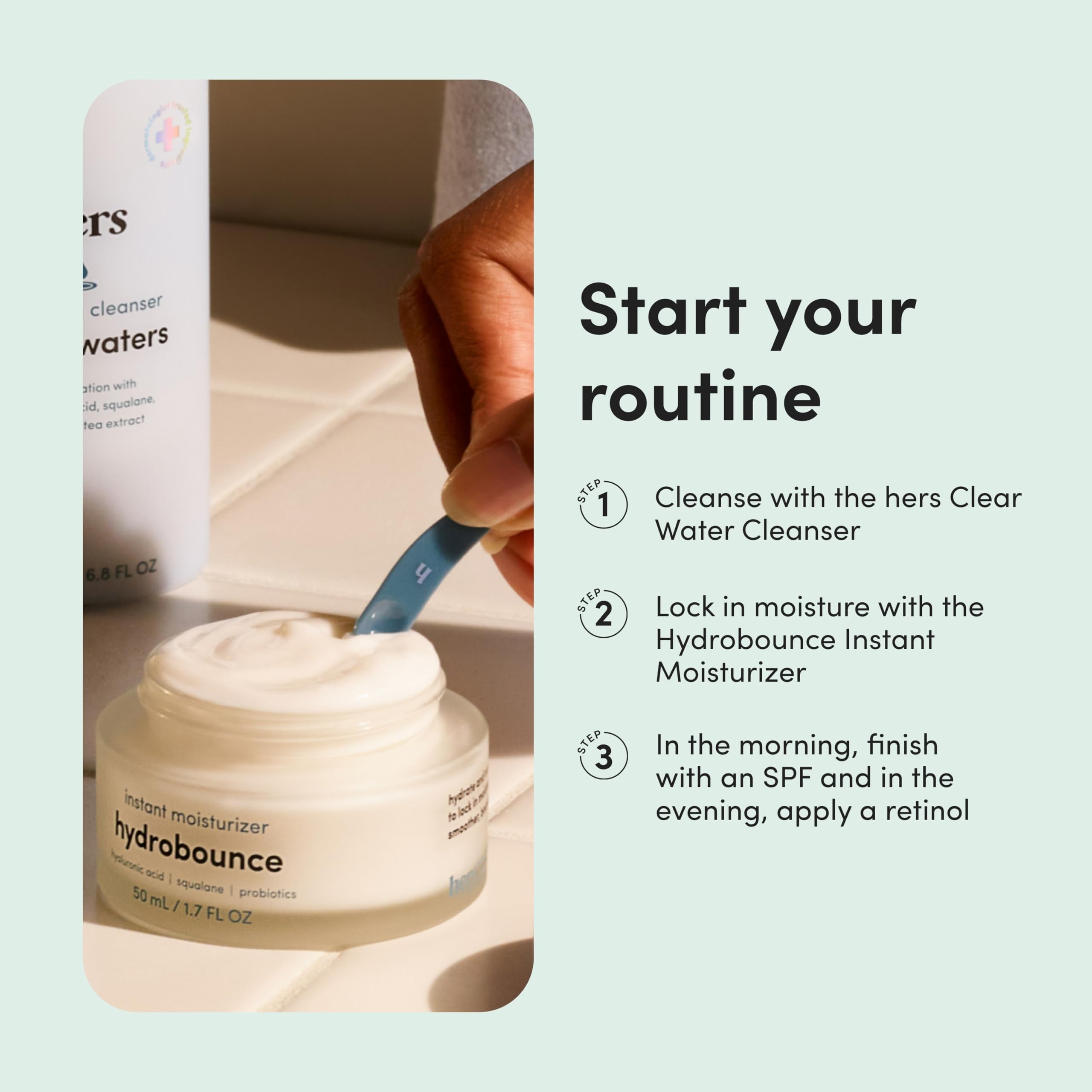 Night-time routine with hers Hydrobounce for overnight hydration