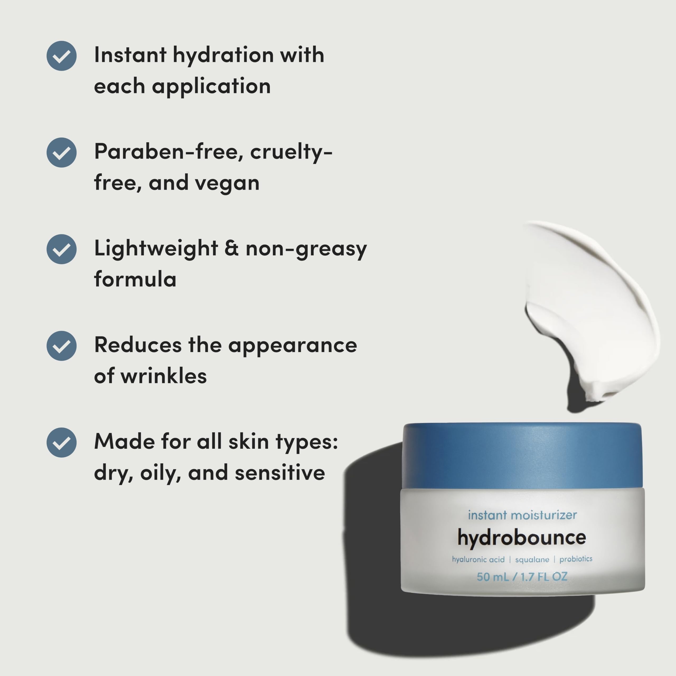 Label highlighting probiotics in hers Hydrobounce formula