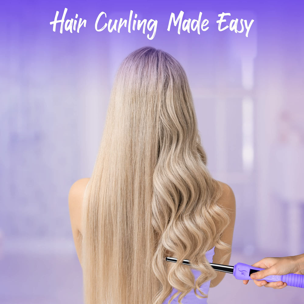HerStyler Baby Curls mini curling iron ceramic coating close-up highlights smooth, frizz-friendly curls