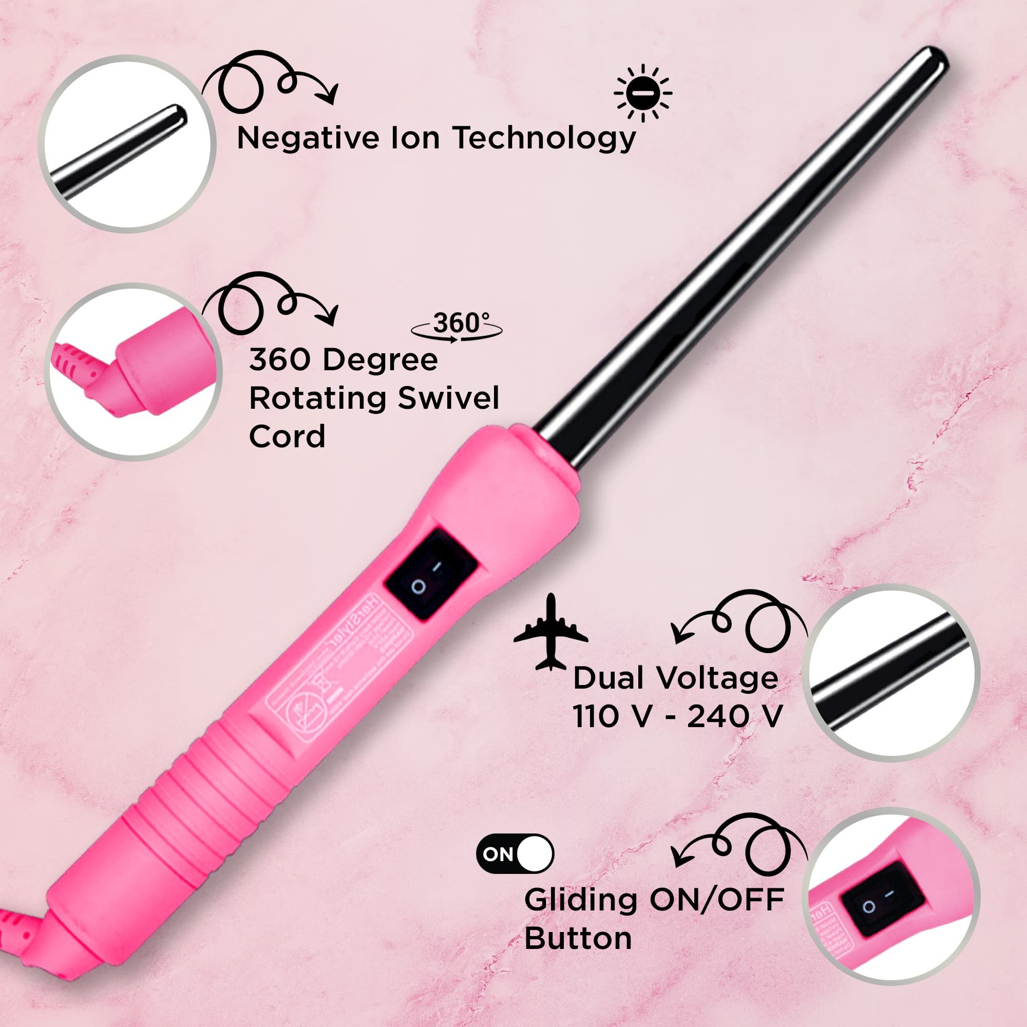 Herstyler Baby Curls wand on a bathroom counter ready to use