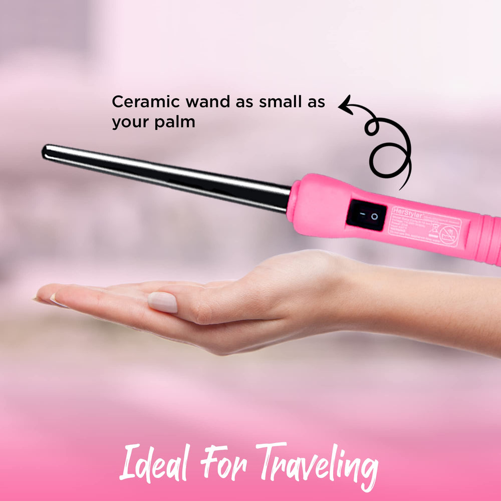 Herstyler Baby Curls wand pink housing adds stylish portability