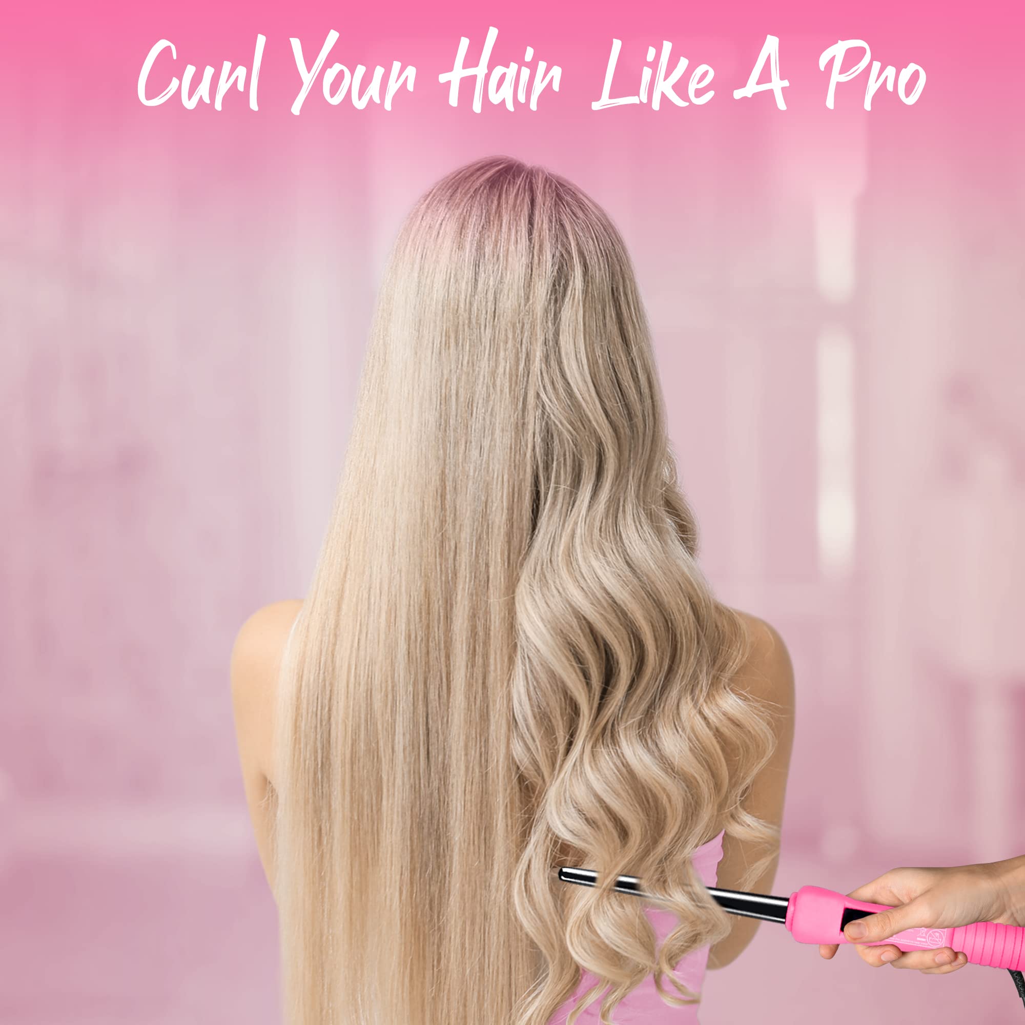 Herstyler Baby Curls wand side with curls shows precise control for tight ringlets