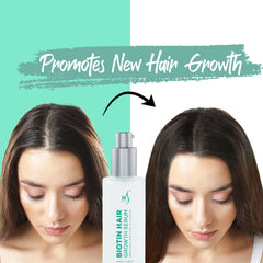 HerStyler Biotin Hair Serum dropper dispensing a pea-sized amount for scalp use