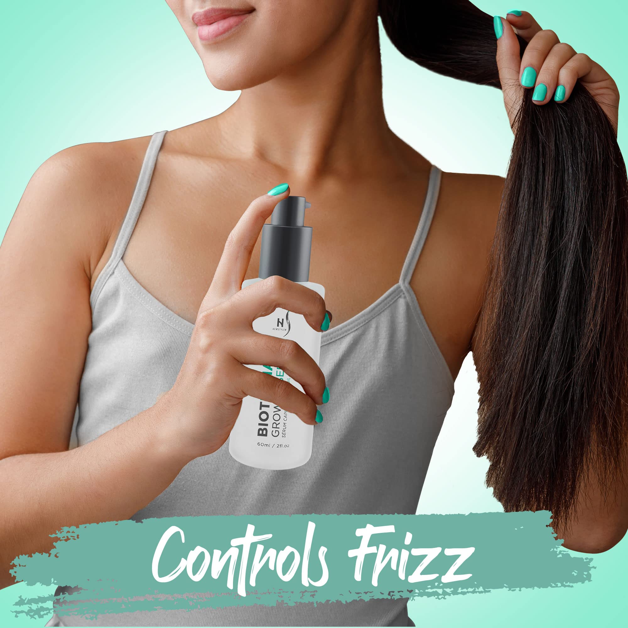 HerStyler Biotin Hair Serum texture shows a non-greasy feel