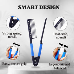 HerStyler detangling teeth detail blue highlights gentle glide through knots.