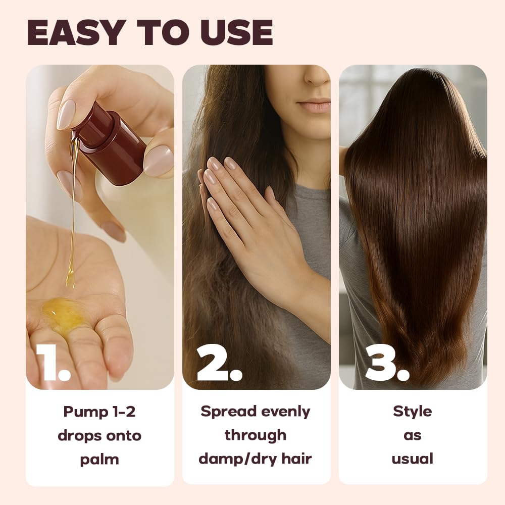 Shiny, sleek hair after using HerStyler Evolution Argan Oil Serum.