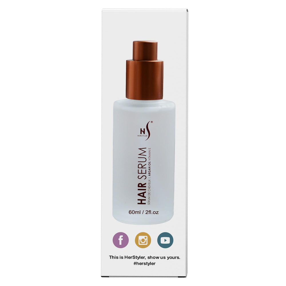 Finished shine and smooth texture from HerStyler Hair Repair Serum.