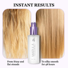 HerStyler Marula Oil Hair Serum pump used before heat styling
