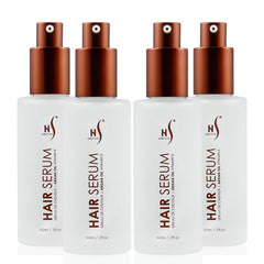 HerStyler Serum bottle being poured for quick frizz control and smoother hair.