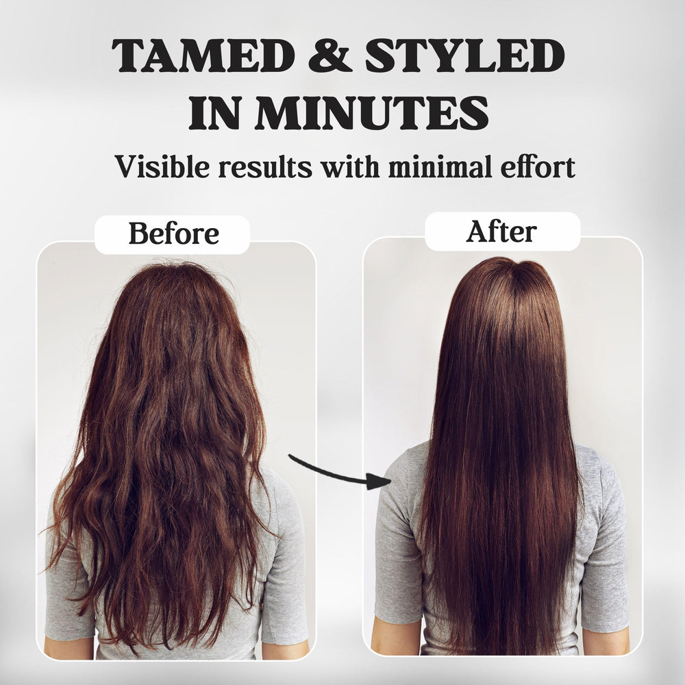 HerStyler travel-friendly blue comb demonstrates compact design for on-the-go touch-ups.