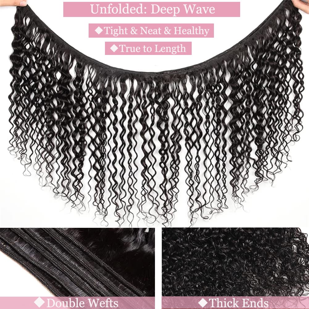 Hetnear Deep Wave Bundles packaging cap included for easy styling prep