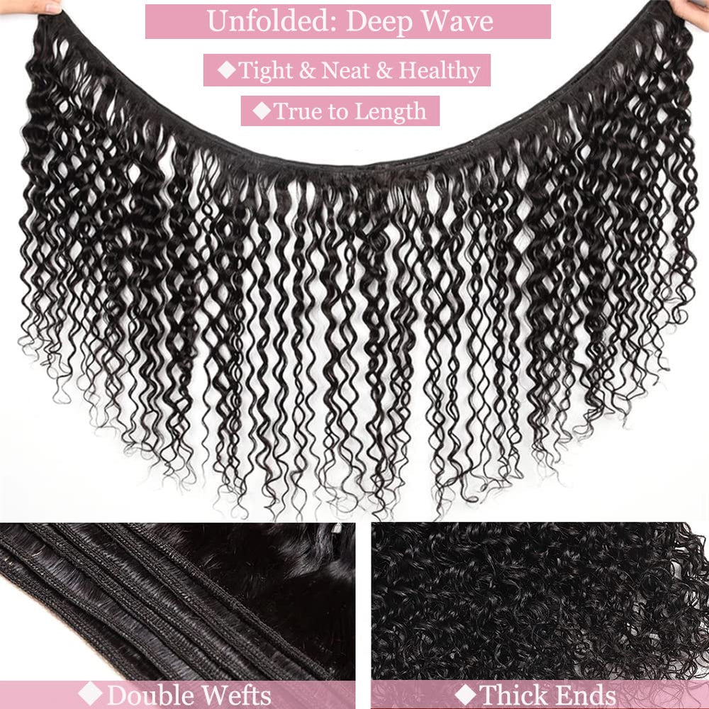Hetnear Deep Wave Bundles packaging cap included for easy styling prep