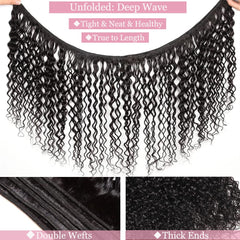 Hetnear Deep Wave Bundles packaging cap included for easy styling prep