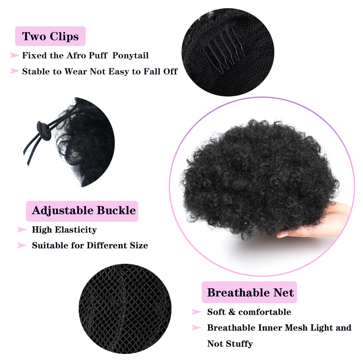 HEVAYO KISS Clip-in ponytail attachment secures with ease.