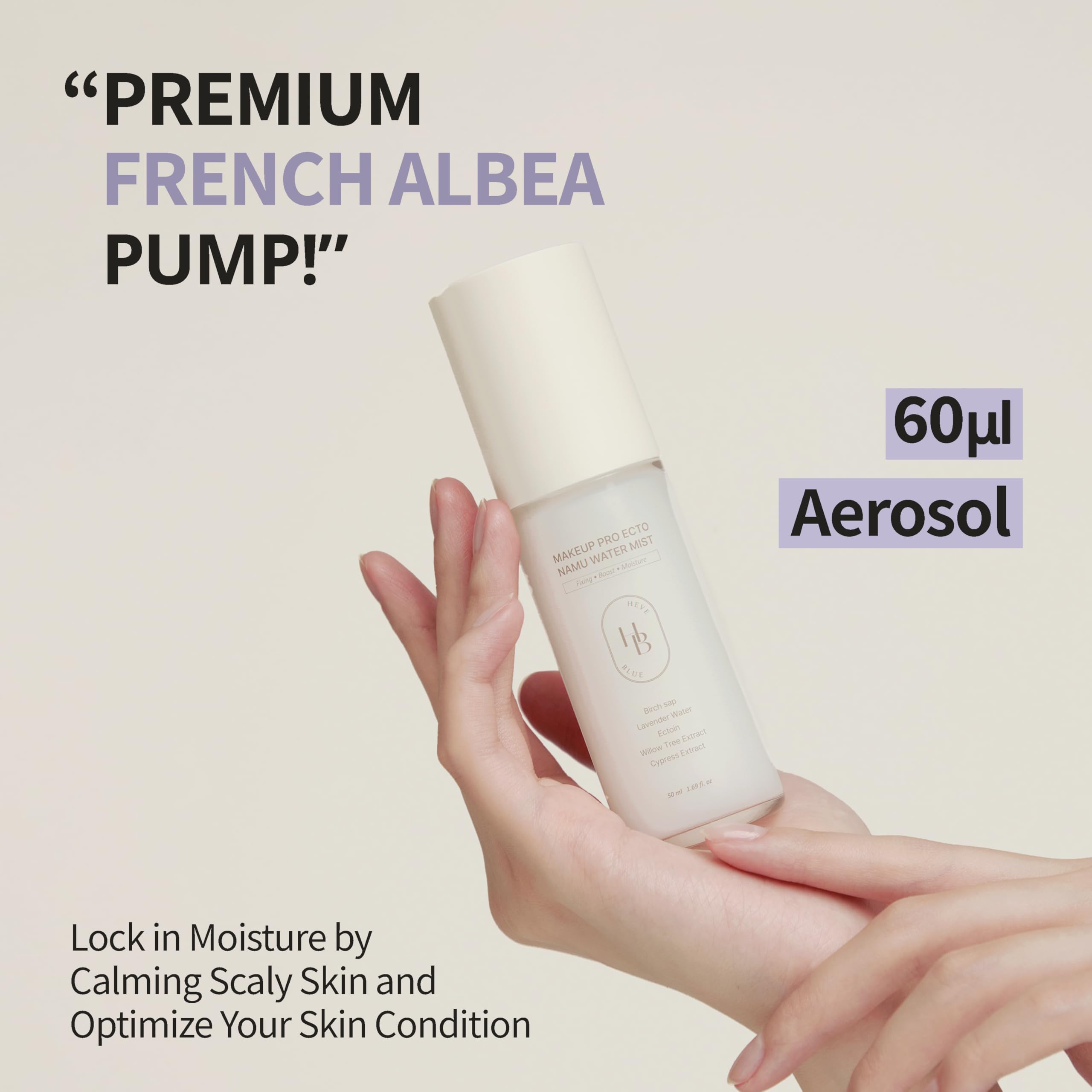 HEVEBLUE 40° spray-angle design enables even, controlled mist application.