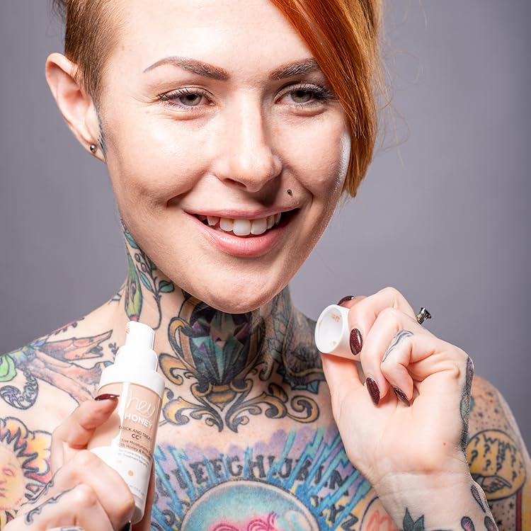 Hey Honey CC Cream swatch on arm reveals sheer-to-medium coverage.
