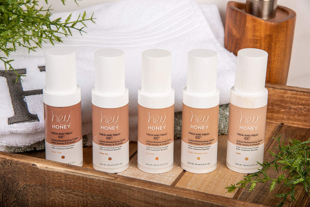 Hey Honey CC² Cream applied in daylight demonstrates even, natural-looking coverage.