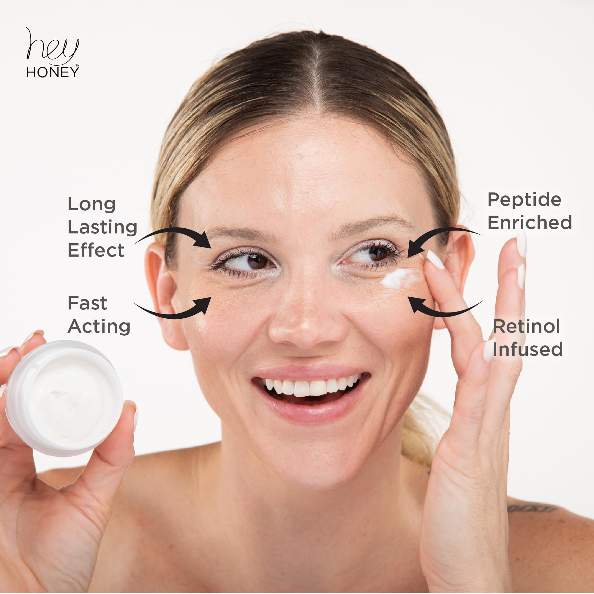 Hey Honey Look Into My Eyes mask close-up highlights gentle, cooling application