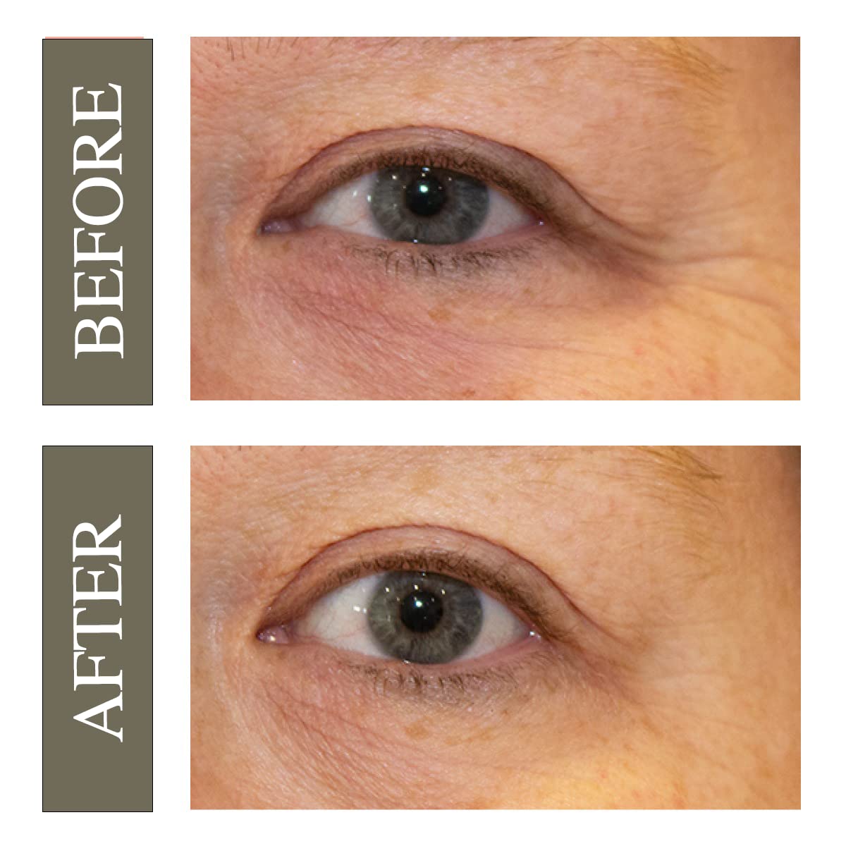 Hey Honey Open Your Eyes serum dispense pump in focus for easy daily use.