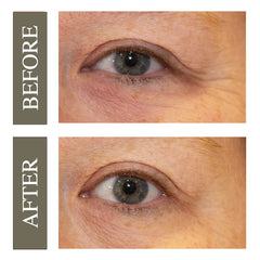 Hey Honey Open Your Eyes serum dispense pump in focus for easy daily use.