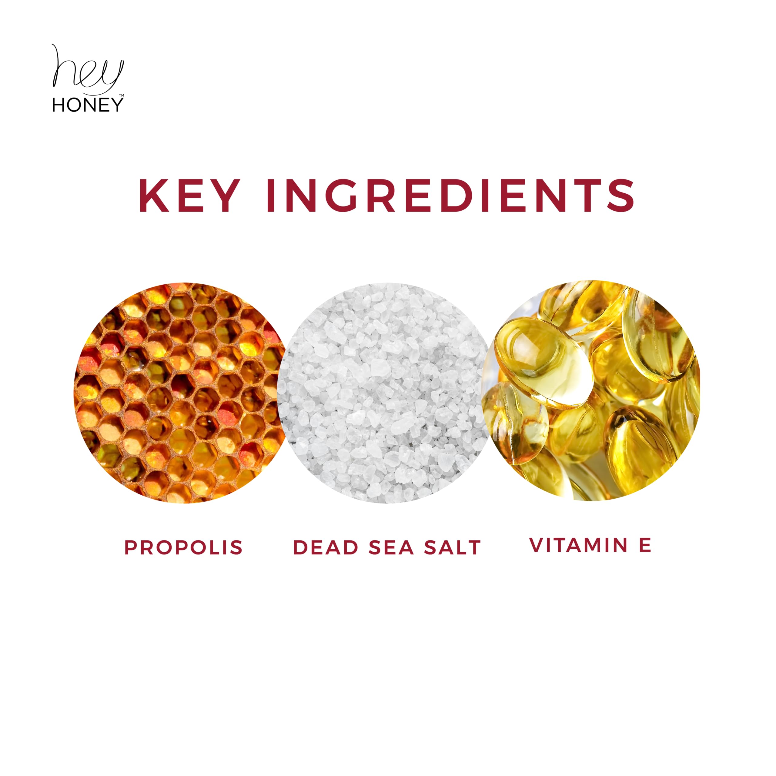 Hey Honey propolis detail highlights skin-supporting bees resin in the formula