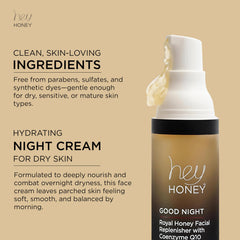 Hey Honey Royal Honey Complex on the package promotes soothing glow.
