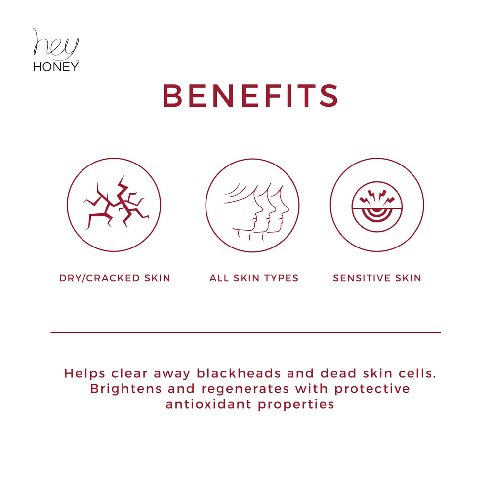 Hey Honey scrub on the face during routine for smoother skin