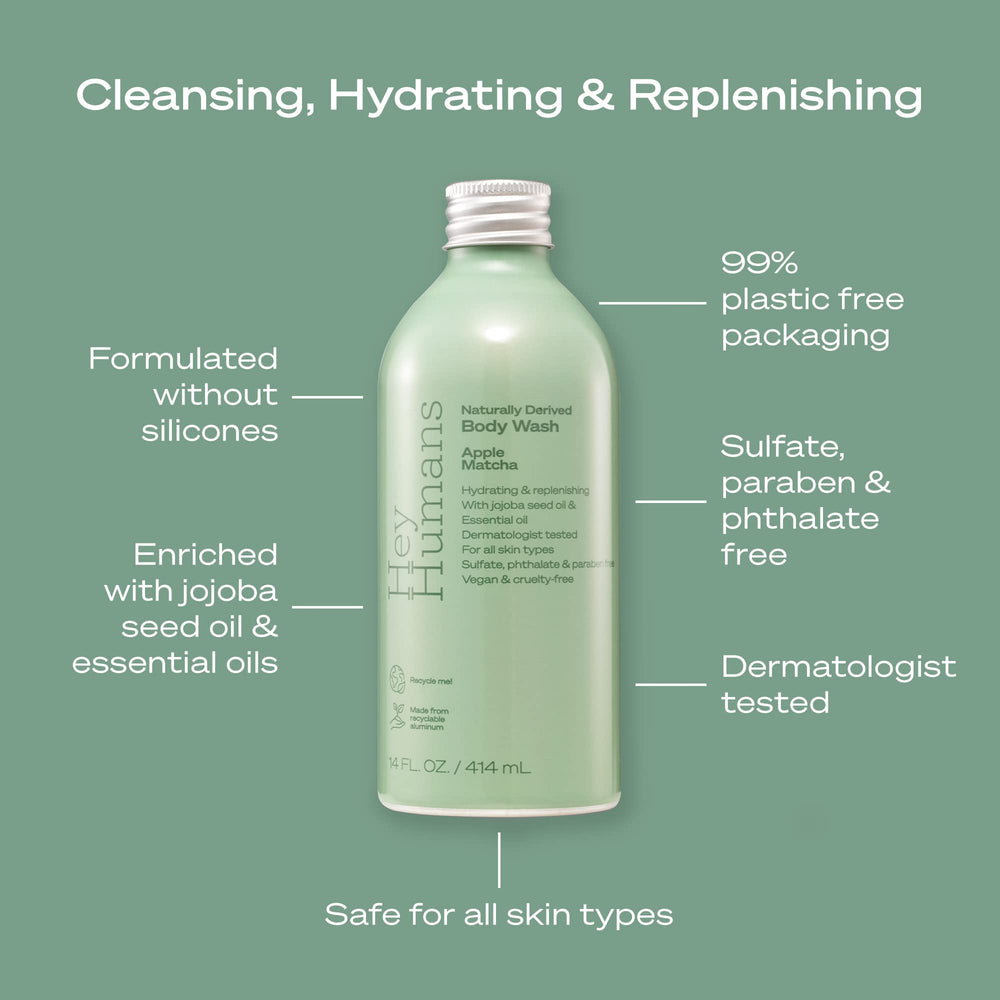 HEY HUMANS Apple Matcha foam closeup highlights light lather for everyday wash