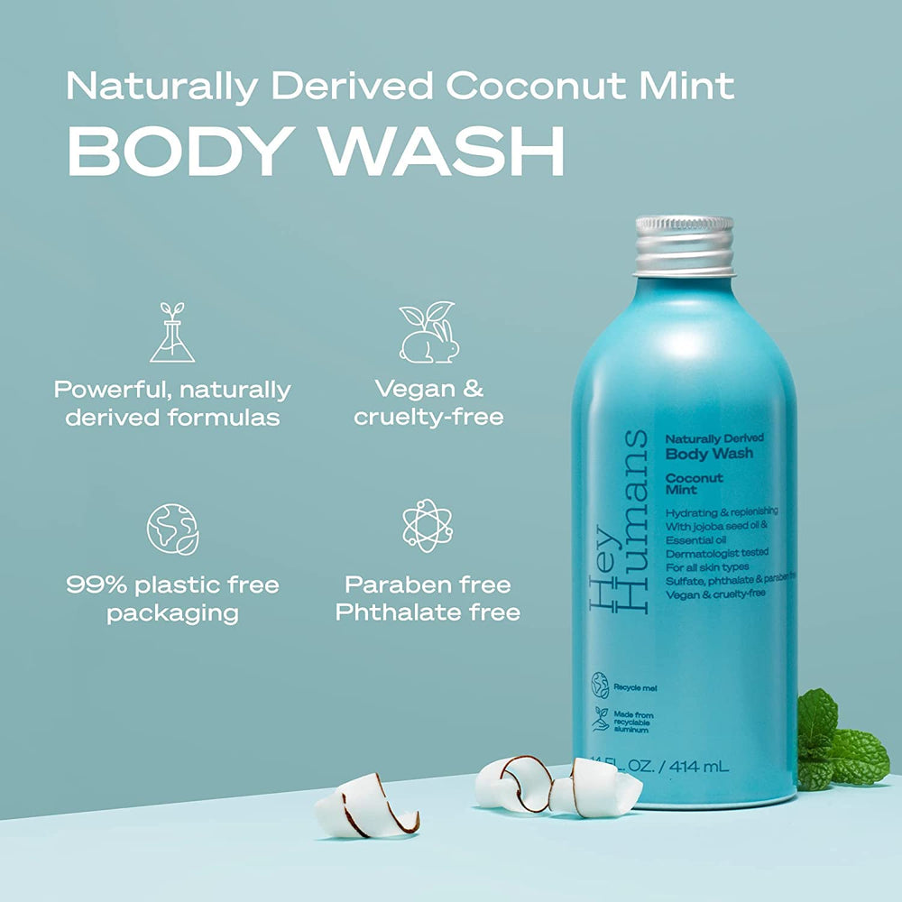 Hey Humans coconut mint splash closeup highlights a cooling, refreshing scent.