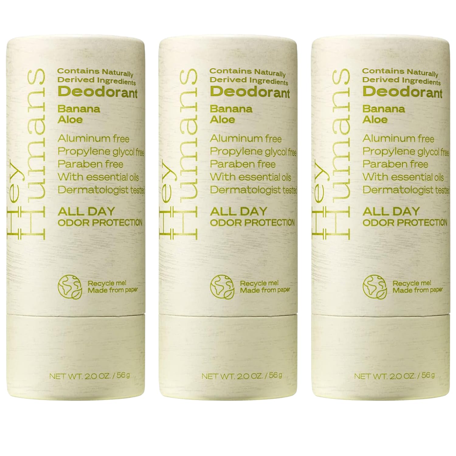 Hey Humans deodorant bottle with banana aloe scent for all-day freshness