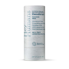 Hey Humans coconut mint deodorant application shows refreshing, aluminum-free protection for busy days