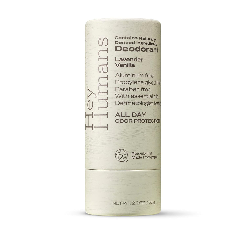 Hey Humans lavender-vanilla deodorant stick offers aluminum-free odor control
