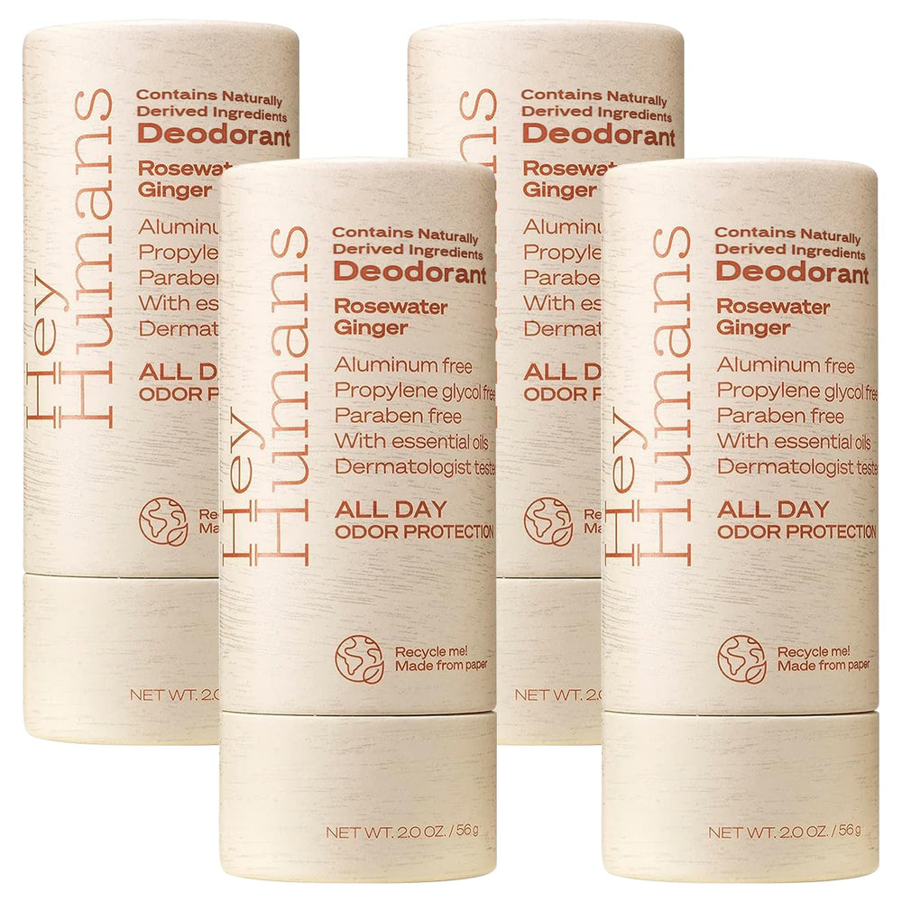 HEY HUMANS deodorant rosewater-ginger bottle for all-day natural freshness