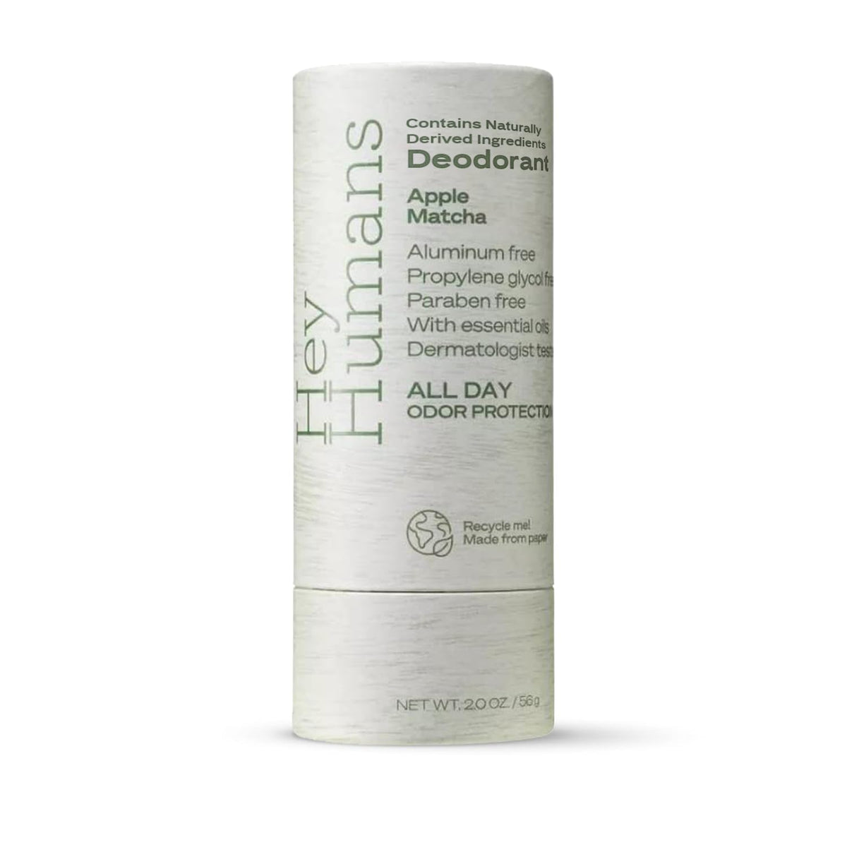 Hey Humans deodorant stick close-up, aluminum-free protection for daily freshness.