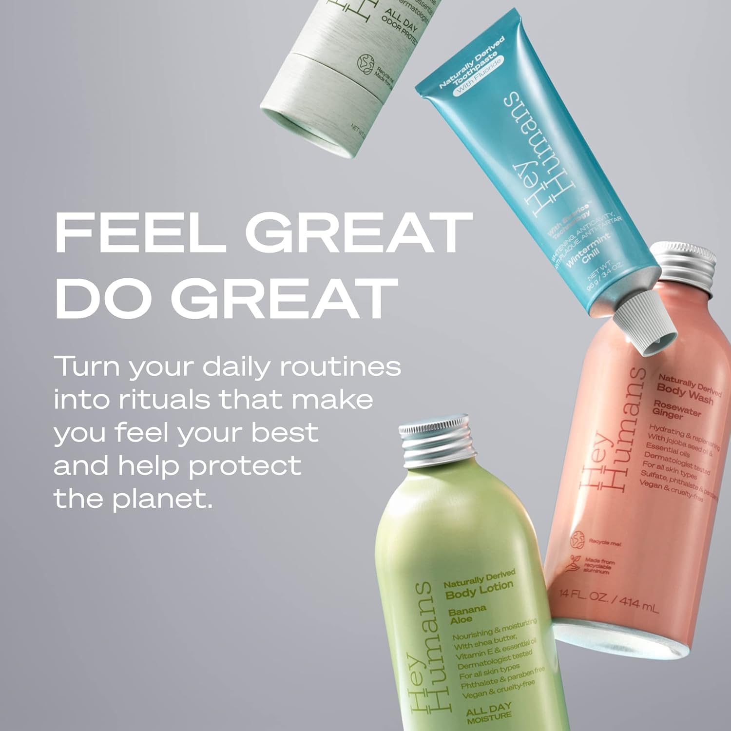 Hey Humans deodorant texture shows smooth glide for easy application.