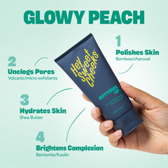 Hey Sweet Cheeks Charcoal Exfoliating Mask application shot demonstrates gentle exfoliation
