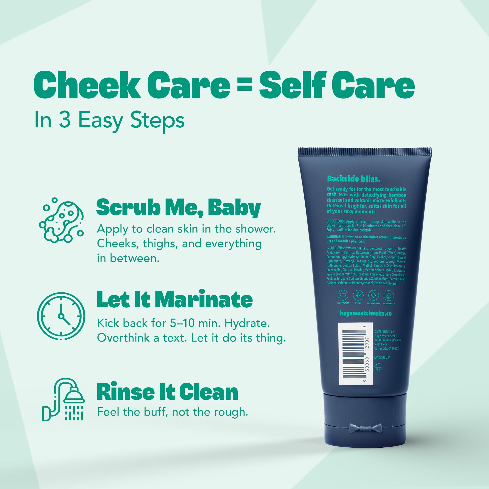Hey Sweet Cheeks Charcoal Exfoliating Mask bamboo charcoal closeup communicates detox support