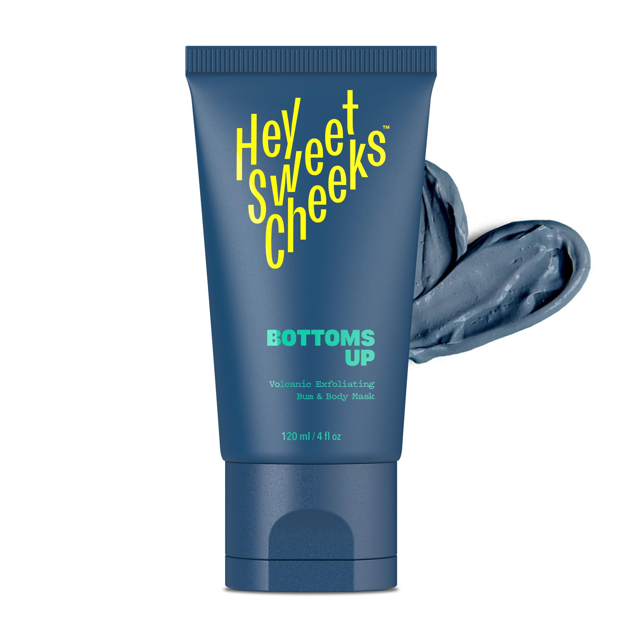 Hey Sweet Cheeks Charcoal Exfoliating Mask bottle closeup for detoxifying cleanse