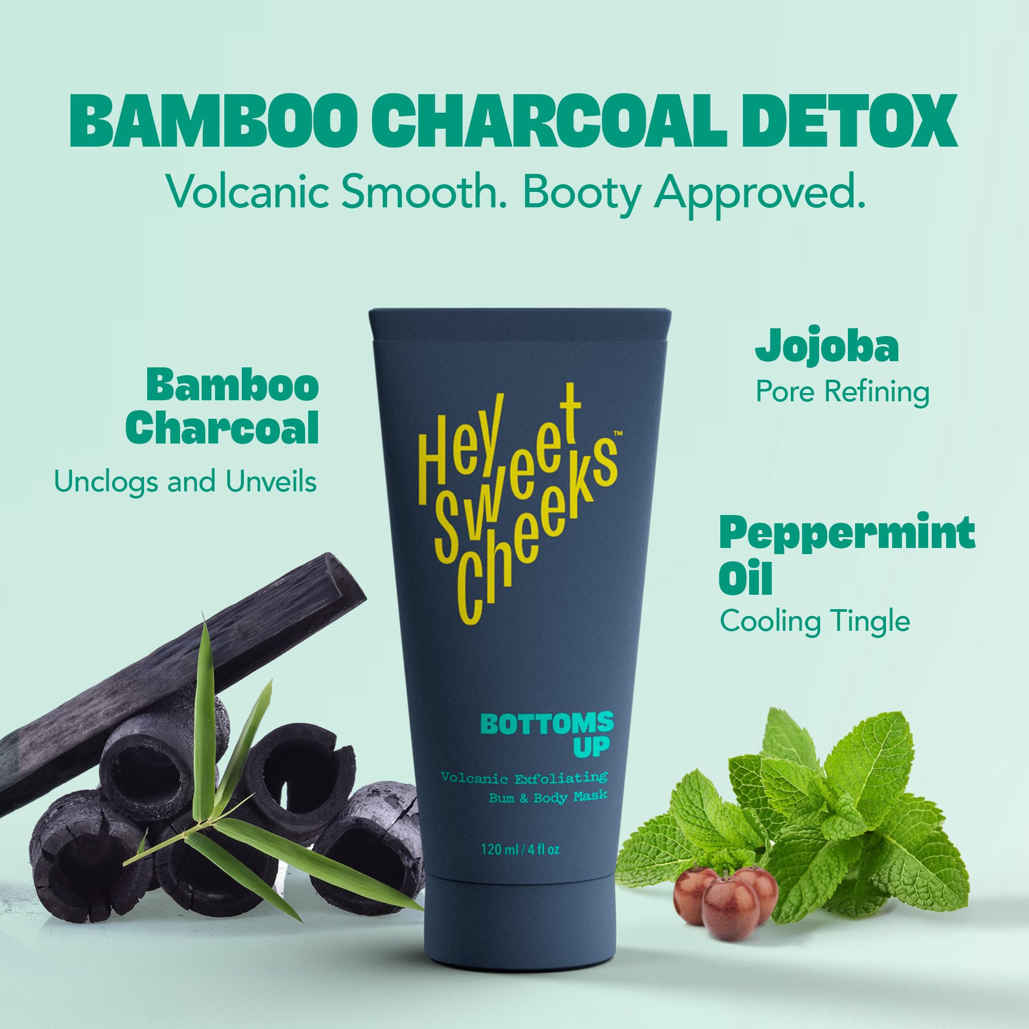 Hey Sweet Cheeks Charcoal Exfoliating Mask pore detox benefits shown up close