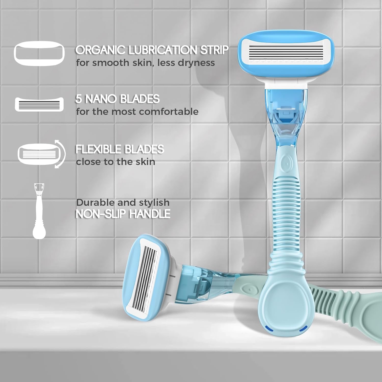 HEYAXA razor five nano blades close-up for precise shaving