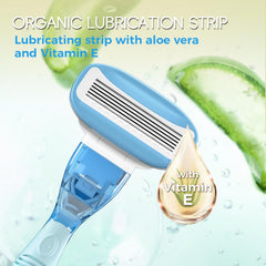 HEYAXA women's razor sky blue handle close-up emphasizing the comfortable grip