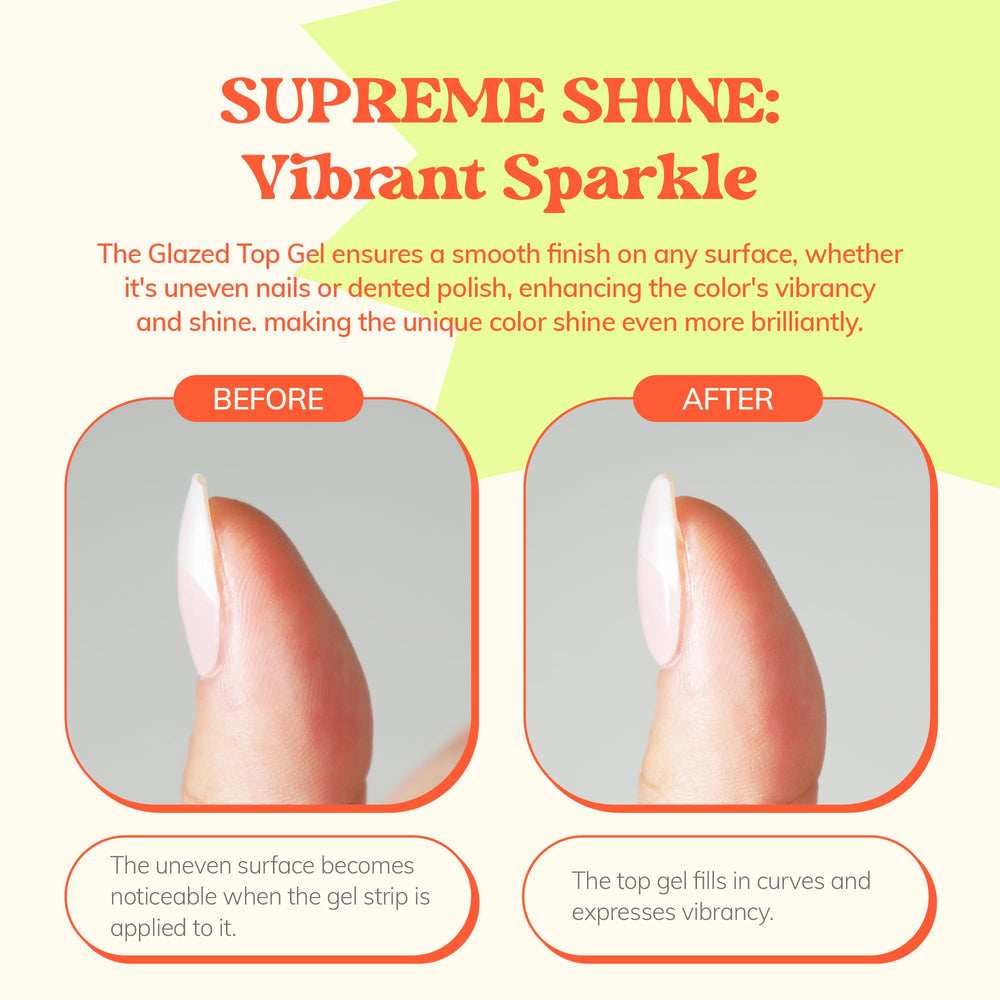 Heyhae Glazed Top Gel no-wipe formula dries quickly under LED/UV lamp.