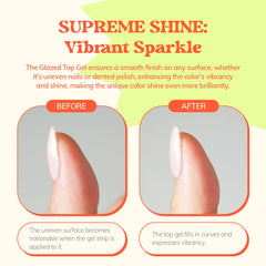 Heyhae Glazed Top Gel no-wipe formula dries quickly under LED/UV lamp.