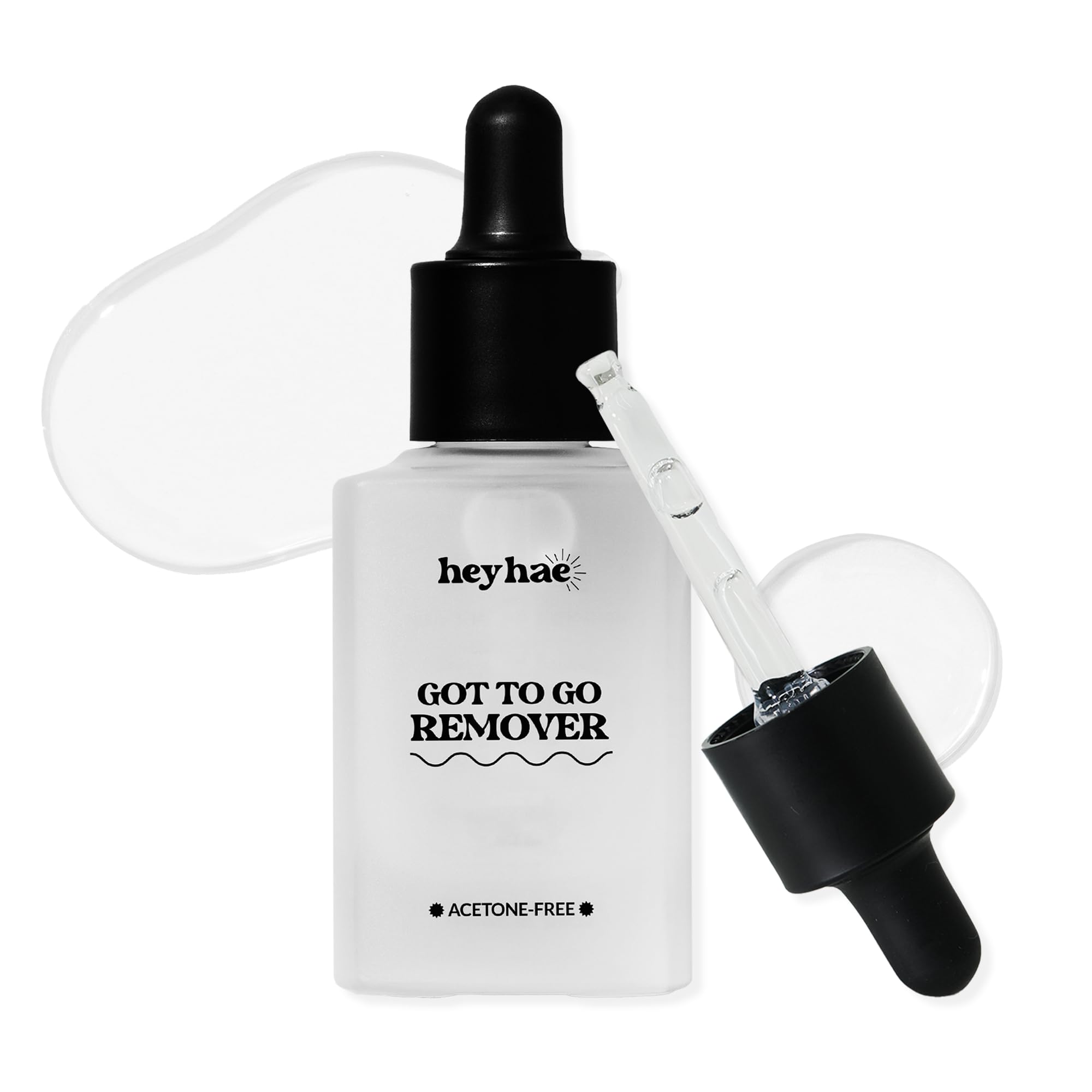 Heyhae Got To Go Remover bottle with dropper for gentle, acetone-free use.