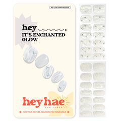 Heyhae semi-cured gel nail strips with glitter white for at-home salon-quality shine
